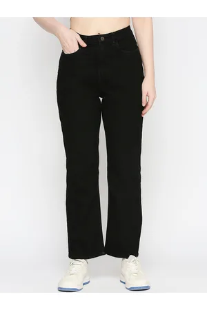 Mast & Harbour Women Black Straight Fit High-Rise Clean Look Stretchable Jeans