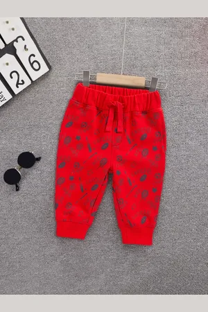 Mothercare Infant Boys Red & Navy Blue Printed Cotton Joggers