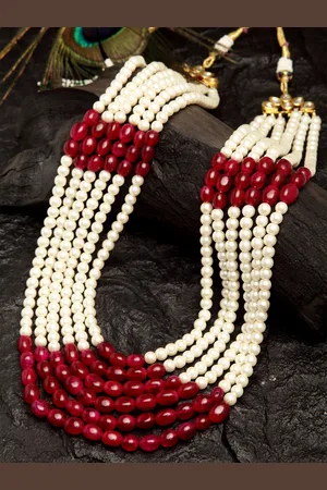 DUGRISTYLE Gold Plated Pearl Beaded Layered Necklace