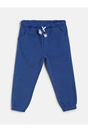 MINI KLUB Infant Girls Blue Solid Pure Cotton Joggers