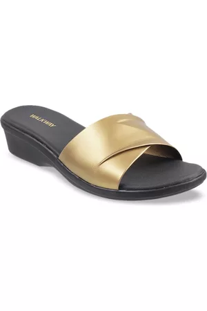 Metro Women Gold-Toned Solid Comfort Heels