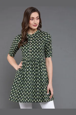 Antaran Floral Printed Mandarin Collar Cotton Tunic