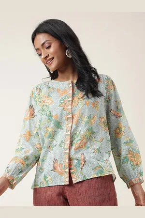 Fabindia Floral Printed Cotton Shirt Style Top