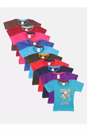 MANZON Kids Pack of 10 Pure Cotton Printed Pure Cotton T-shirts