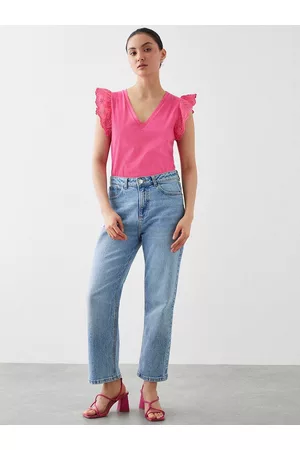 Dorothy Perkins Petite Cotton Schiffli Detail Top
