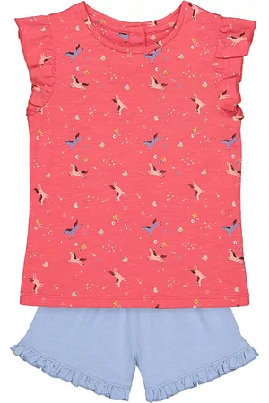 Mothercare Girls Pink & Blue Printed Top with Shorts