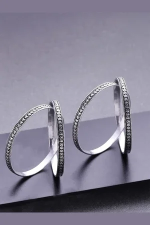 The Pari Set Of 4 Oxidised Silver-Plated Bangles