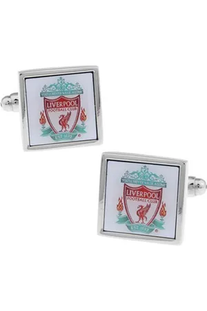The Tie Hub Men White & Silver-Toned Liverpool Logo Cufflinks