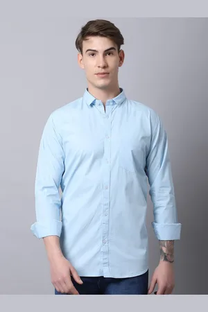 Majestic Men Blue Slim Fit Pure Cotton Casual Shirt