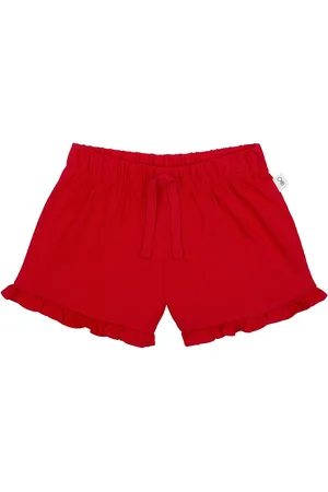Mothercare Girls Red Solid Regular Fit Pure Cotton Shorts