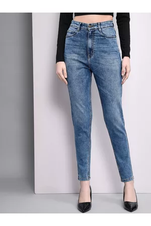 BAESD Women Skinny Fit High-Rise Clean Look Heavy Fade Stretchable Cropped Jeans