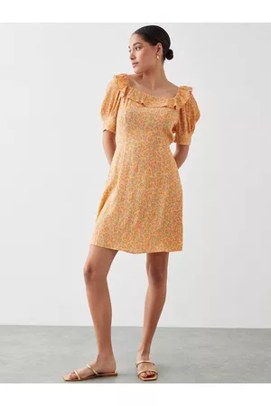 Dorothy Perkins Floral Print Puff Sleeve Ruffled A-Line Dress