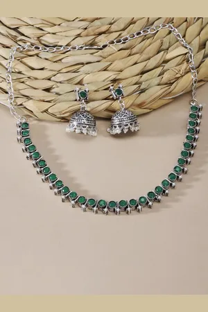 The Pari Rhodium-Plated Stone-Studded Jewellery Set