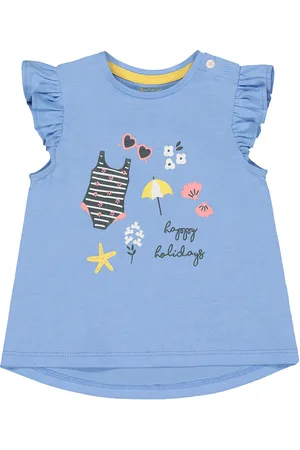 Mothercare Infant Girls Blue Printed A-Line Pure Cotton Top