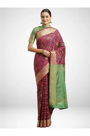 Kalini Magenta & Green Silk Blend Saree