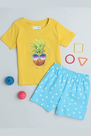 BUMZEE Girls Printed Pure Cotton T-shirt With Shorts