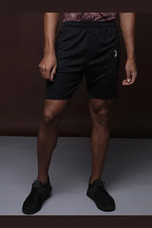 Campus Men Black Mid-Rise Sports Shorts