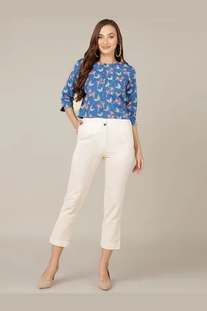 HERE&NOW Floral Printed Round Neck Top with Trousers Co-Ords