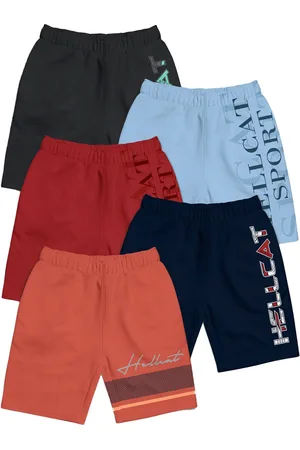 HELLCAT Girls Pack Of 5 Typography Printed Cotton Shorts