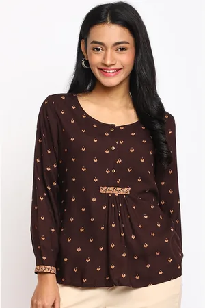 Fabindia Ethnic Motifs Printed Gathered Top