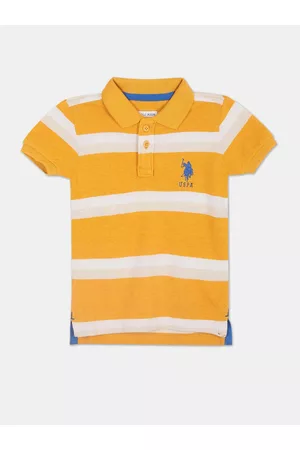 U.S. Polo Assn. U S Polo Assn Boys Yellow Striped Polo Collar T-shirt