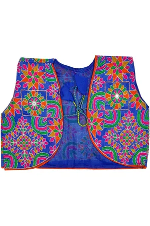 Banjara Girls Blue & Green Embroidered Bolero Jacket