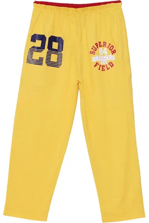 Sweet Angel Boys Yellow & Red Solid Straight-Fit Track Pants
