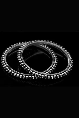 The Pari Set Of 2 Oxidised Silver-plated Bangles