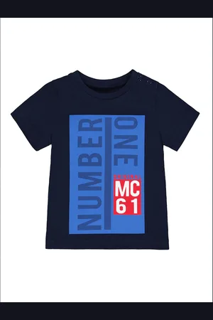 Mothercare Boys Navy Blue Printed Round Neck Pure Cotton T-shirt