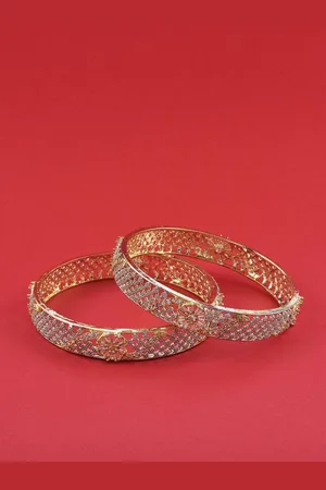 The Pari Set Of 2 Gold-Plated AD-Studded Bangles