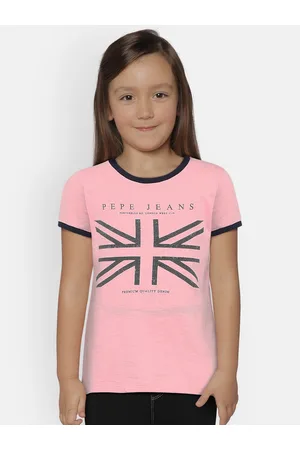 Pepe Jeans Girls Pink Printed Round Neck T-shirt