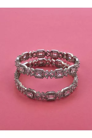 The Pari Set Of 2 Rhodium-Plated AD-Studded Bangles