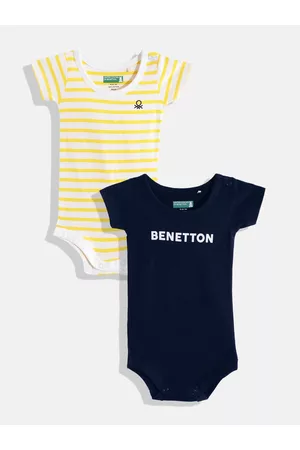 Benetton Infant Boys Pack of 2 Pure Cotton Rompers