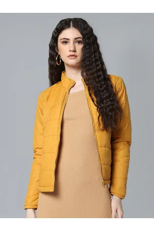 Flying Machine Women Yellow Solid Puffer Jacket