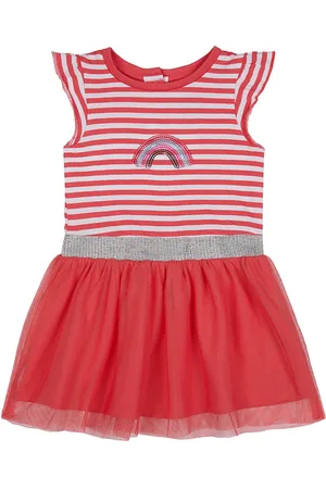 Mothercare Infant Girls Red & White Striped Fit and Flare Dress