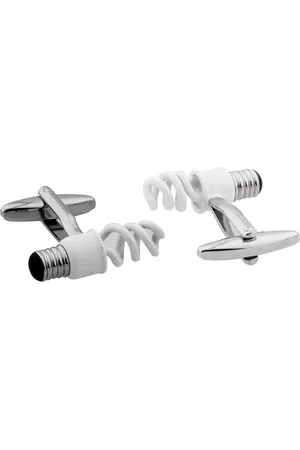 The Tie Hub Silver-Toned & White Quirky Cufflink