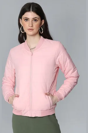 Flying Machine Women Pink Solid Lightweight Puffer Jacket