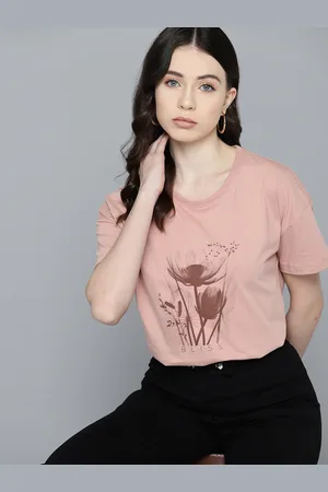Chemistry Floral Print Drop-Shoulder Sleeves Pure Cotton T-shirt