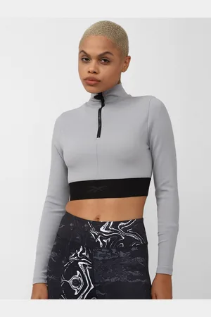 Reebok Cardi B High Neck Crop Fitted Top