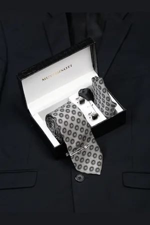 MUTAQINOTI Men Silk Necktie Accessory Gift Set