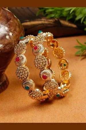 YouBella Set Of 2 Gold-Plated Stone-Studded Bangles
