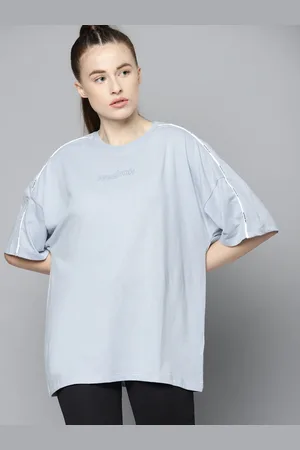 Reebok Women Blue Piping Solid Boxy Training T-shirt
