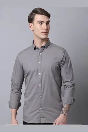 Majestic Men Grey Slim Fit Pure Cotton Casual Shirt
