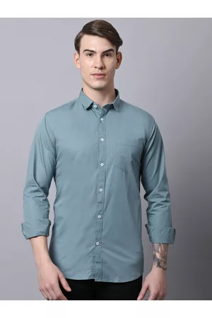 Majestic Men Teal Slim Fit Pure Cotton Casual Shirt