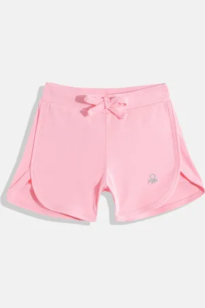 Benetton Girls Mid-Rise Brand Logo Detail Regular Shorts