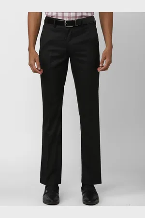V Dot Men Mid-Rise Textured Skinny Fit Formal Trousers