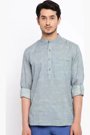 Fabindia Men Green Printed Kurta