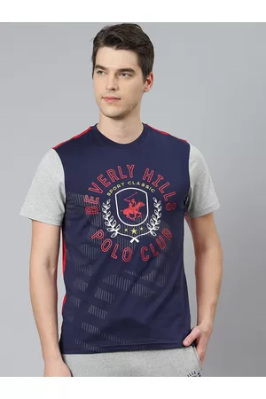 Beverly Hills Polo Club Men Navy Blue Sports Printed T-shirt