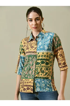 CHARMGAL Classic Boxy Floral Printed Bohemian Casual Shirt
