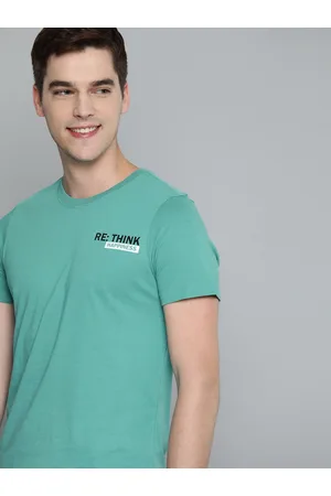 Mast & Harbour Men Blue Handcrafted Solid T-shirt